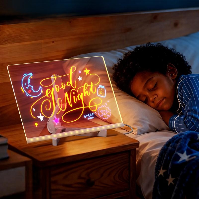 The Conatu children's LED drawing board is erasable and illuminates, and comes with a stand, markers, wet wipes, a spray bottle, and tracing paper. It's the ideal gift for birthdays and Christmas.